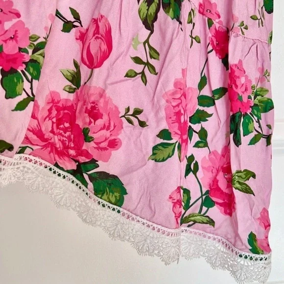 Barbie Pink Rose Floral LoveShackFancy style Mini Cut Out Flowy Summer Dress XS - Picture 5 of 13